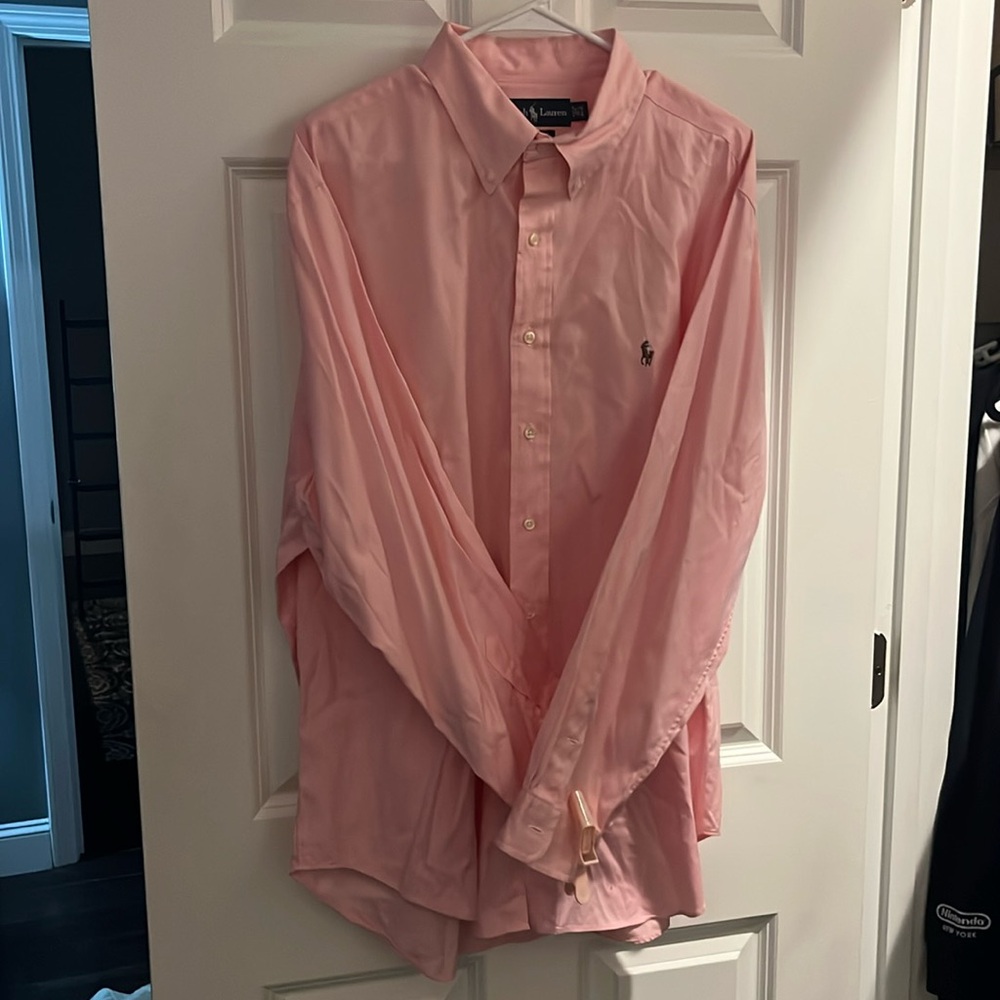 Men’s Light Pink Polo Ralph Lauren Dress Shirt XL 17 1/2 34/35